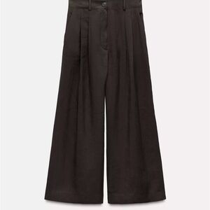 Zara Wide-Leg Brown Trousers